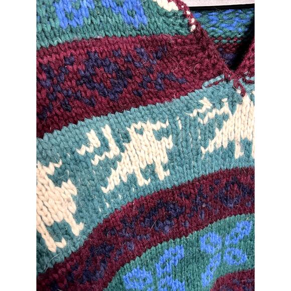 VTG 100% Wool Hand Made Henley Pullover Sweater Made in Ecuador Cottage Whimsy - Picture 7 of 8
